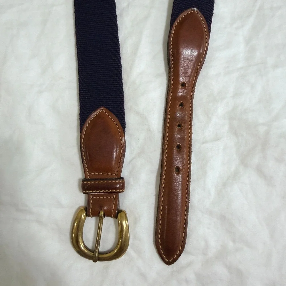 Trafalgar Womens Canvas Leather Belt Brass Buckle Dark‎ Purple Size 34